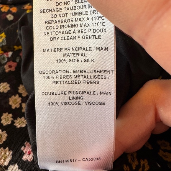See by Chloe 34 (US 4) 100% Silk Black Floral Dress ~ Sheer Ruffle Cocktail - Picture 11 of 11